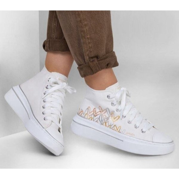 Skechers 185134 Cordova Classic-Chic Love White Multi Casual Shoes Sz 8.5 Chic